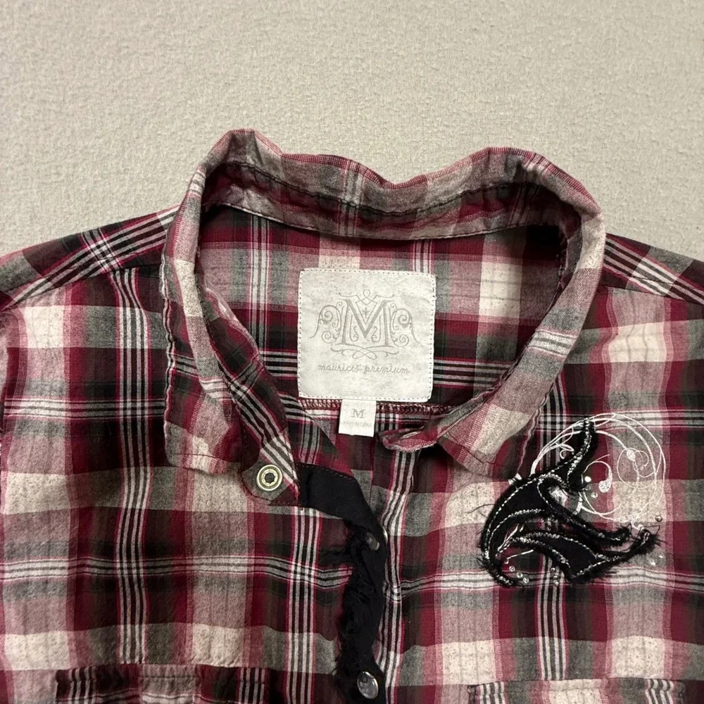 Maurices Premium Western Plaid Pearl Snap Long Sleeve‎ Shirt Women Medium